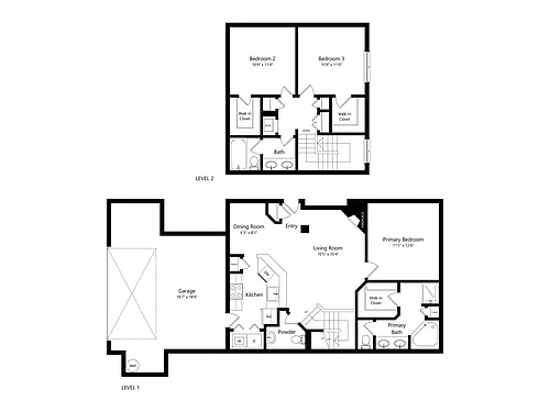 Floor plan 3 Bed 2.5- 1540 sq ft Townhome