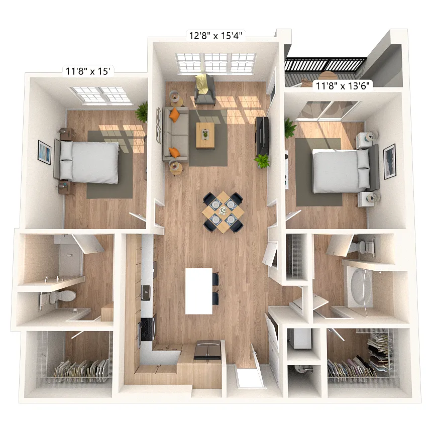 Floor plan B2 2x2 1202 SF