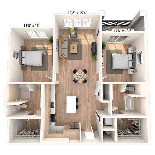 Floor plan B2 2x2 1202 SF