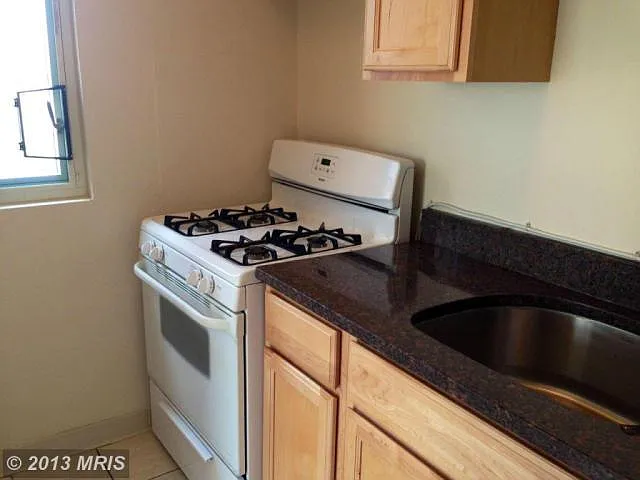 Kitchen with convenient "gas" range, dishwasher, refrigerator
