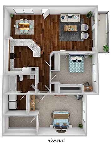 Floor plan 2 Bedroom 1 Bathroom