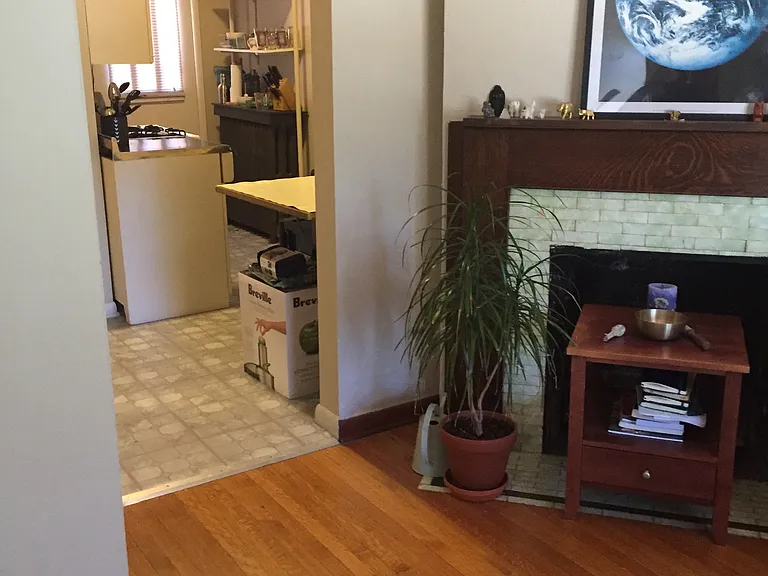 View into kitchen from living room