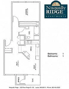 Floor plan 1 Bed 1 Bath A