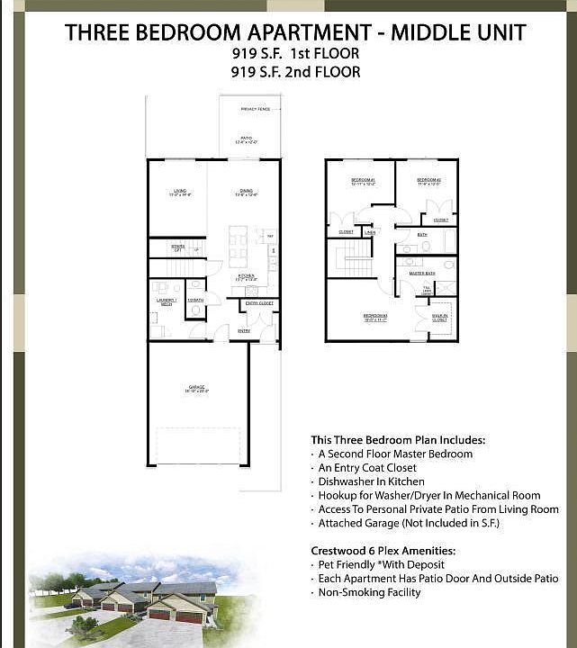 Middle Units Floor Plan
