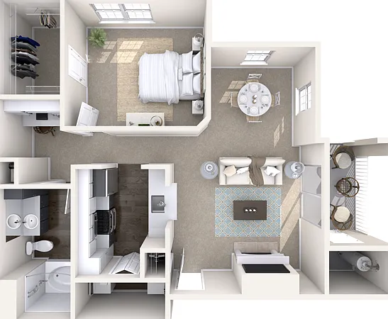 One Bedroom One Bath (850 SF) One Bedroom One Bath (850 SF)
