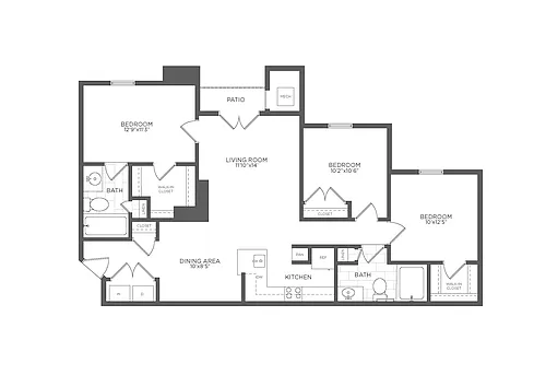 Floor plan 3 Bed/2 Bath-C1