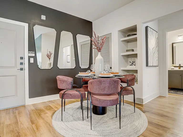 Dining Area with Built-In Shelves