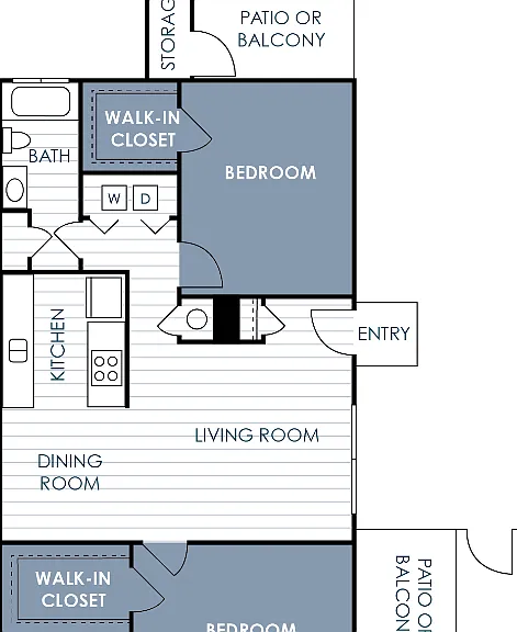 2 Bedroom 2 Bathroom B Floorplan Diagram