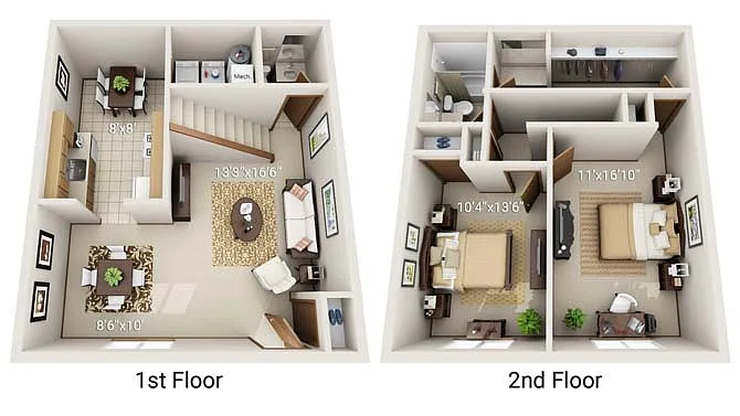 Floor plan BD1T Townhome