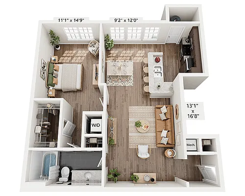 Floor plan One Bedroom A1G