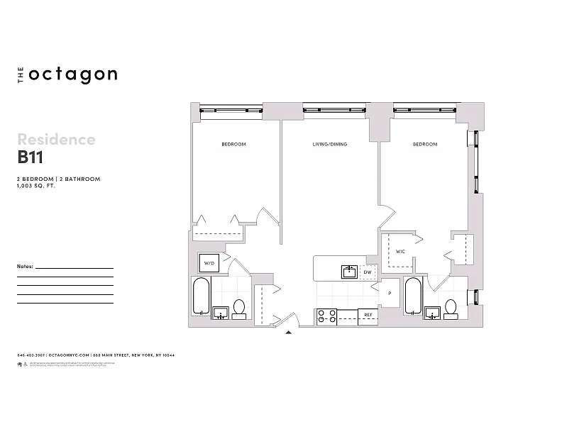Floor plan 2 Bedroom / 2 Bathroom