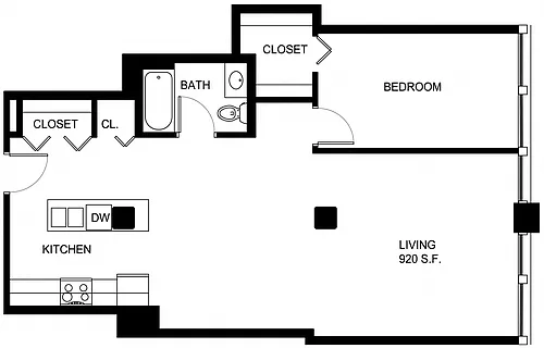 Floor plan 1 Bed/1 Bath-P A13