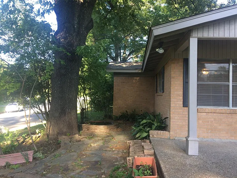 shaded front side patio