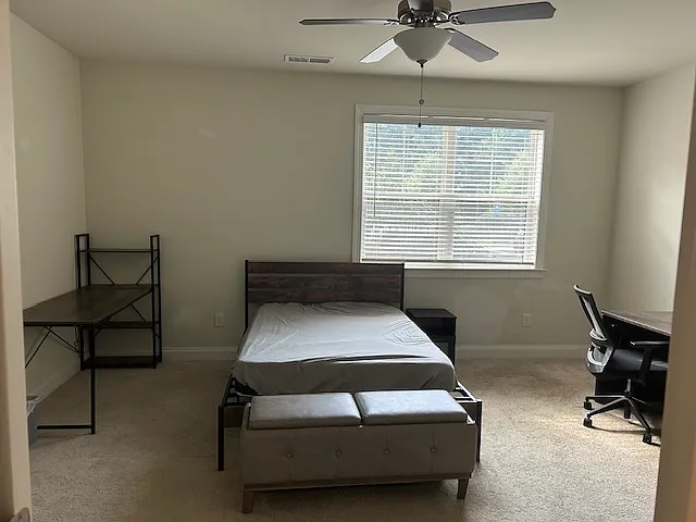 1st floor west facing room to be rented. Has furnished bed, dresser, reading desk & mini-fridge