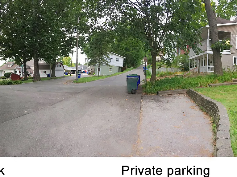 private parking space.
View of Sunday Lane yard