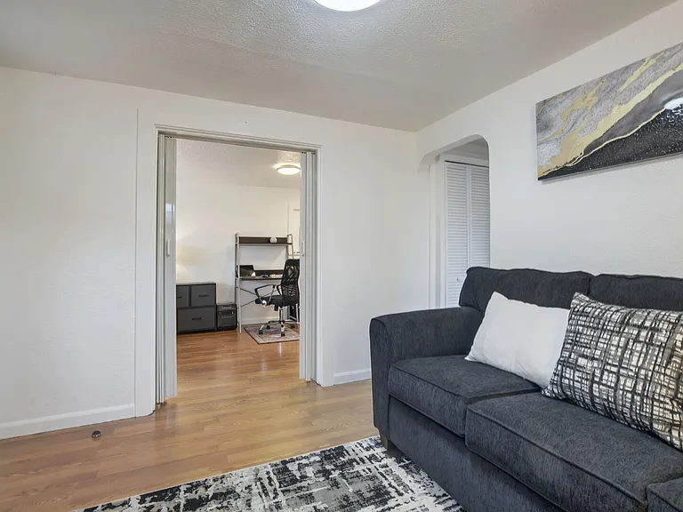 The couch easily converts into a queen bed, perfect for extra guests.