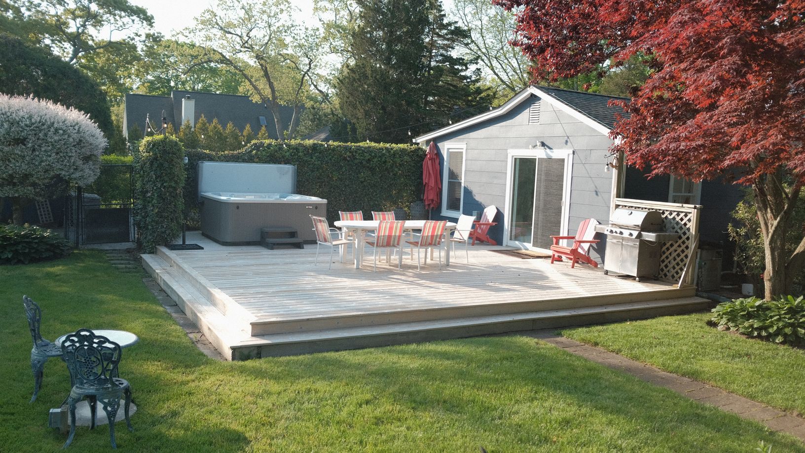  Hot tub and deck. Screened for privacy