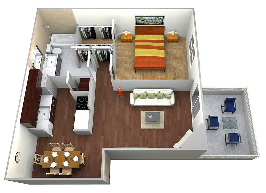 Floor plan One Bedroom One Bath