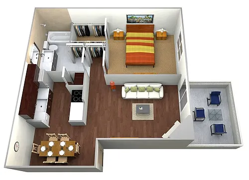 Floor plan One Bedroom One Bath
