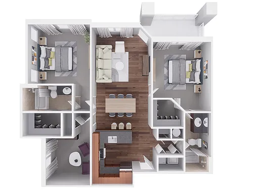 Floor plan 2x2 1280 sqft w/ den Avanti Reno