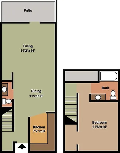 Floor plan 1 Bedroom Townhome