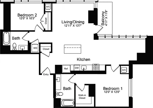 Floor plan 2 Bedroom O