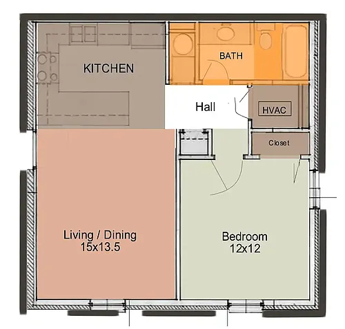 Floor plan Brand New Luxury 1 Bedroom