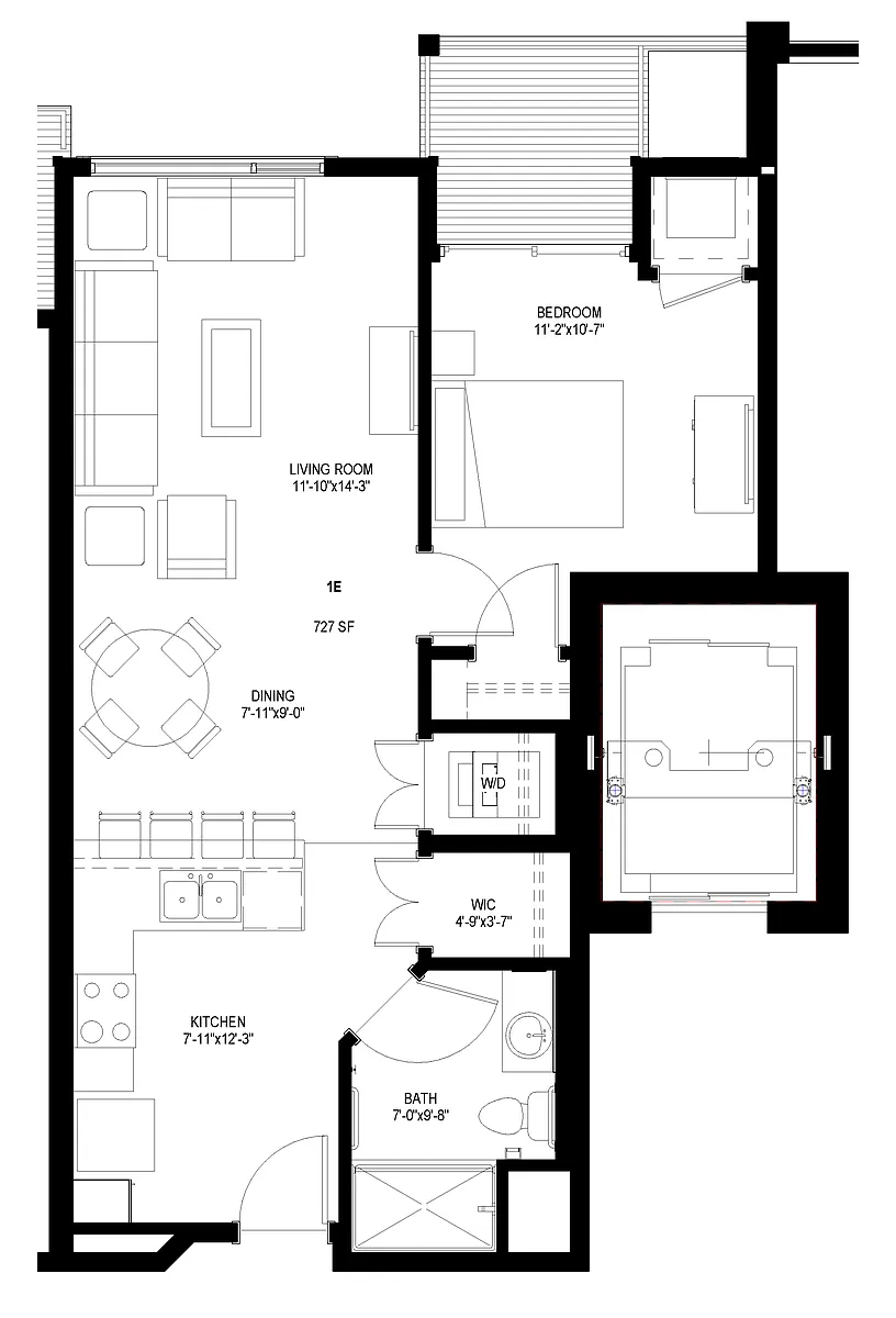 Floor plan One Bedroom - E