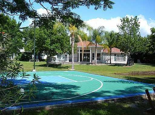 Basketball court with lights