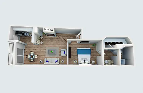 Floor plan Furnished - 1 Bedroom Suite (1m)