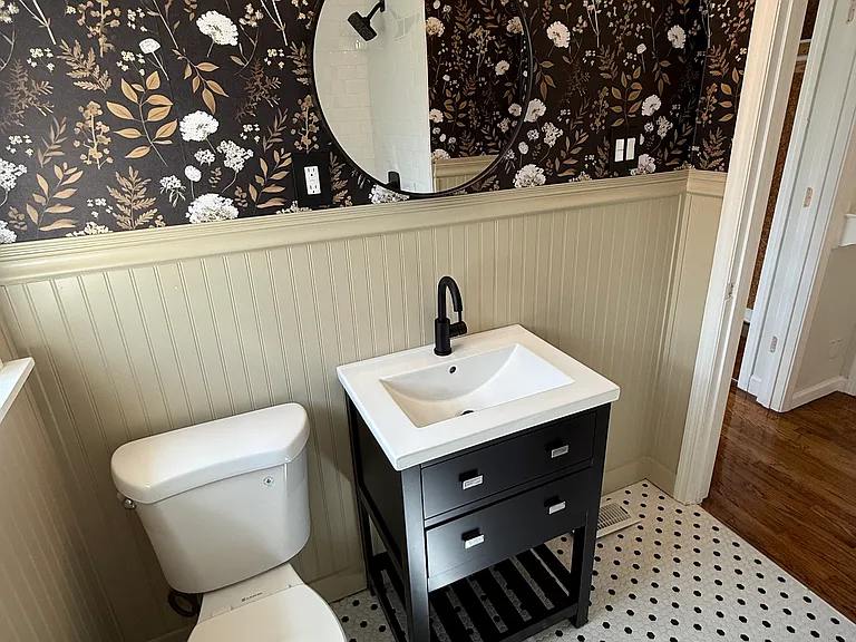 Cute fully remodeled bathroom with new fixtures and fun accents