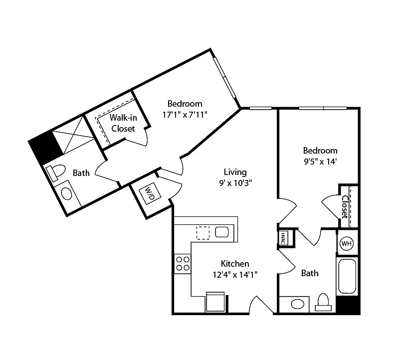 Floor plan 2 Bed/2 Bath-B33