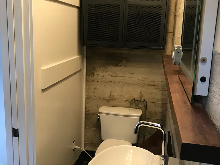bathroom with pocket door