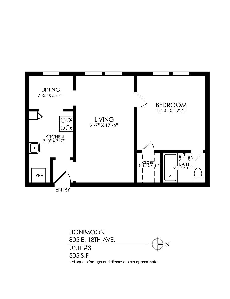 Floor plan 1 Bedroom, 1 Bath