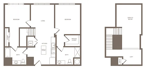 Floor plan 2 Bed/2 Bath Loft-H