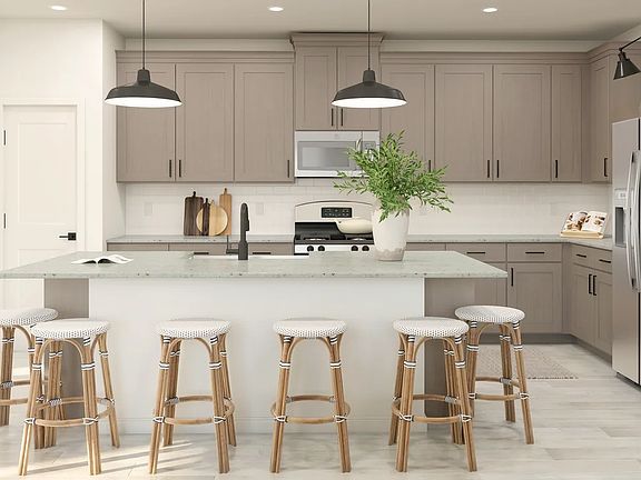 Kitchen with pendant lighting