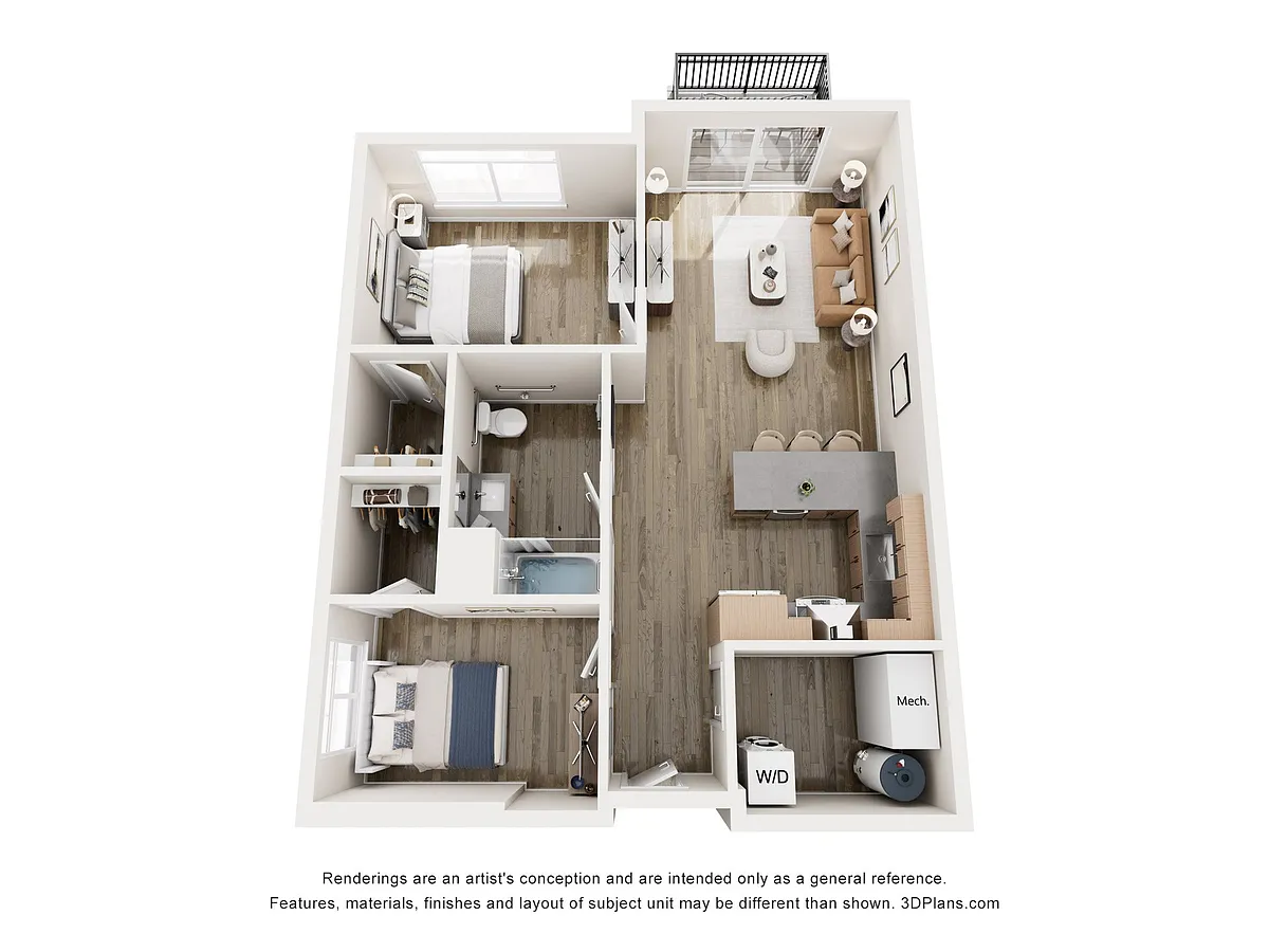 Floor plan 1 Bedroom, 1 Bathroom + Den (Bldg. B)