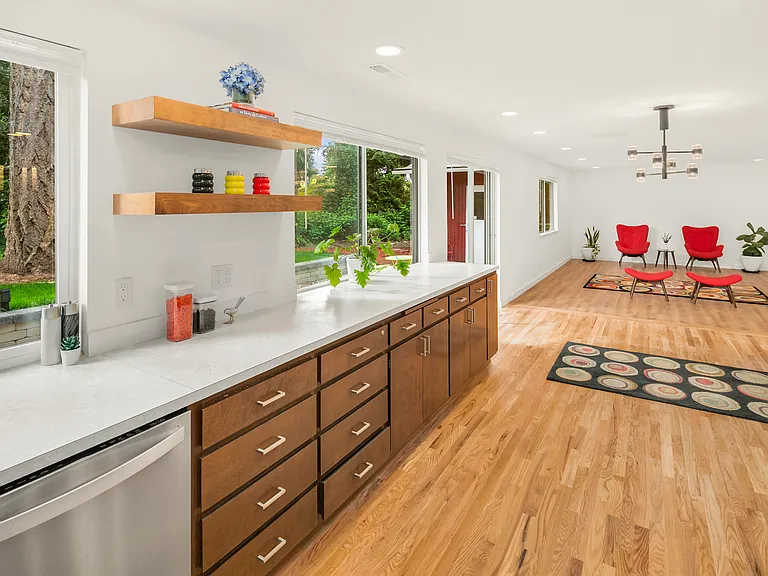 Family room and kitchen