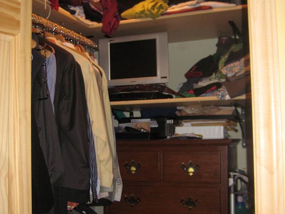 large walk-in closet - a bit messy now but roomy!