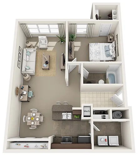 Floor plan One Bedroom One Bath