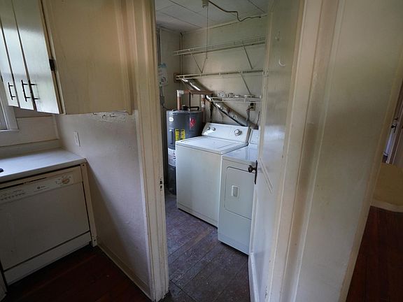 Water heater and washer and dryer.