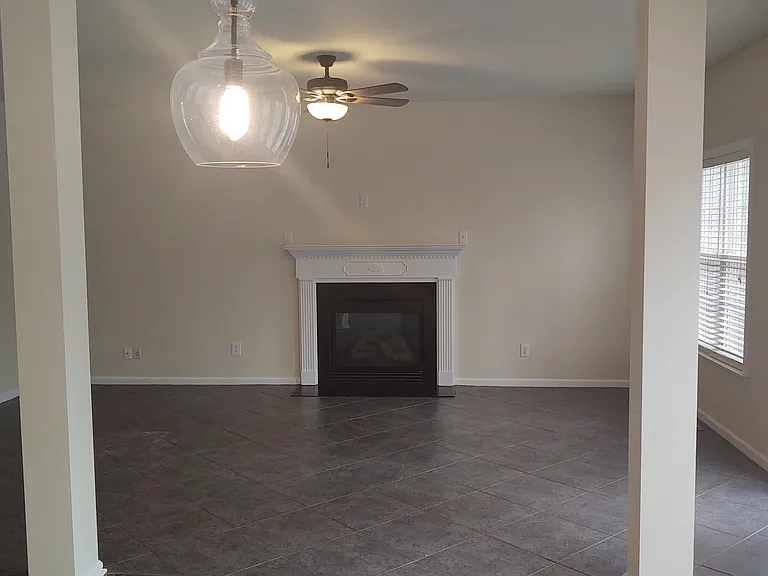 Family room viewed from the kitchen through the breakfast area