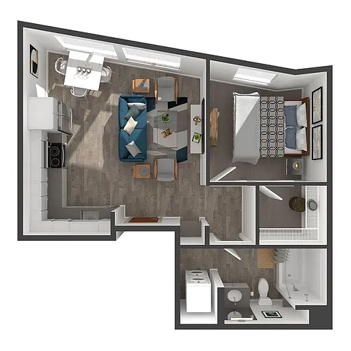 Floor plan 1 Bed/1 Bath Open ARCH-A5.2