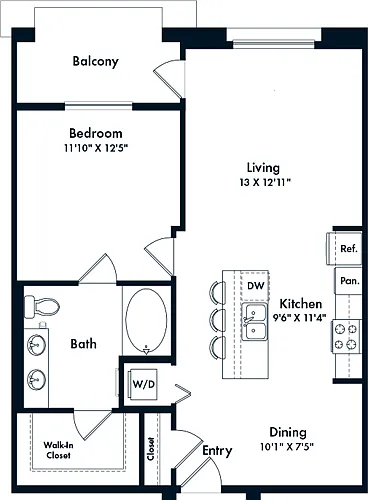 Floor plan 1 Bed- E04