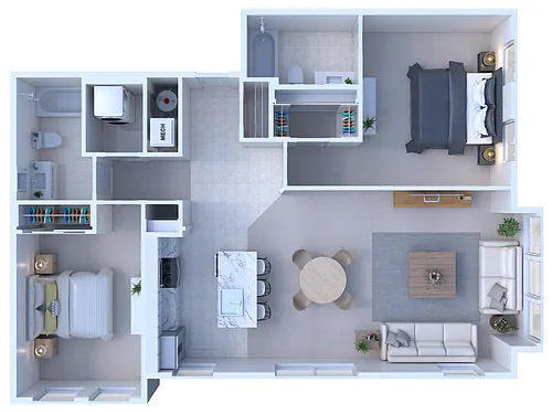 Floor plan 2 Bed/2 Bath-1260