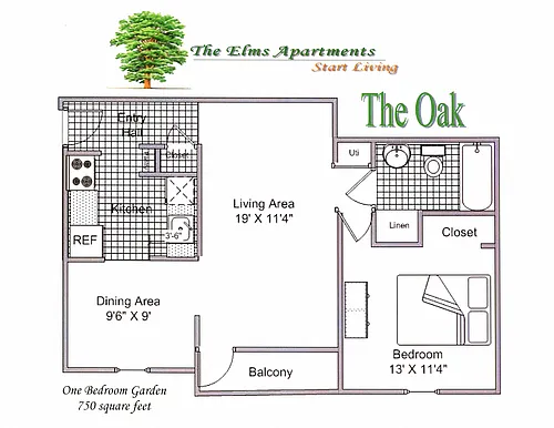 Floor plan 1 Bedroom & 1 Bathroom