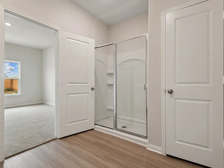 Step-in shower in the master bathroom.