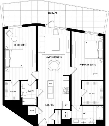Floor plan 2 Bed/2 Bath-I4