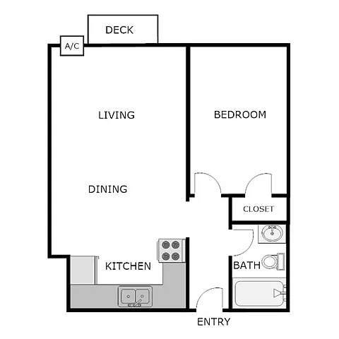 Floor plan 1 Bed 1 Bath