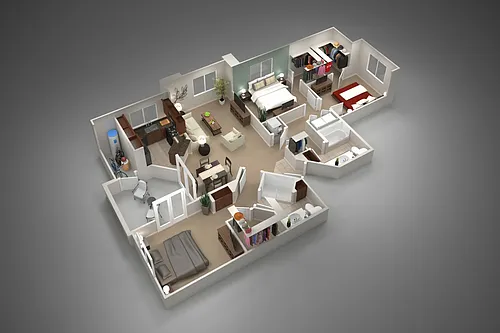 Floor plan Three Bedroom/Two Bath